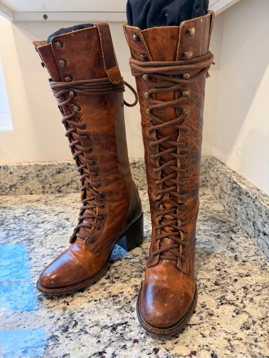 Freebird by Steven Shoes - Freebird by Steven Brown Leather Lace-Up Knee Boots